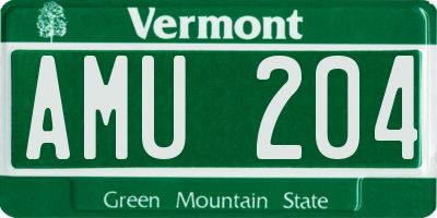 VT license plate AMU204