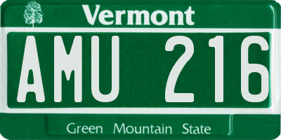 VT license plate AMU216