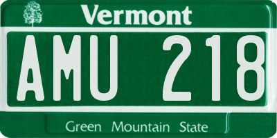 VT license plate AMU218