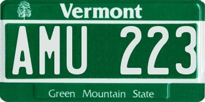 VT license plate AMU223