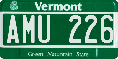 VT license plate AMU226