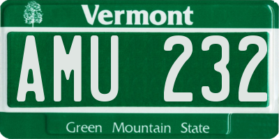 VT license plate AMU232