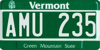 VT license plate AMU235