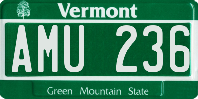 VT license plate AMU236