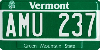 VT license plate AMU237