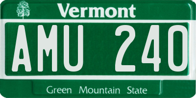 VT license plate AMU240