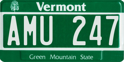 VT license plate AMU247