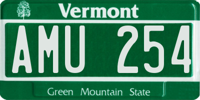 VT license plate AMU254