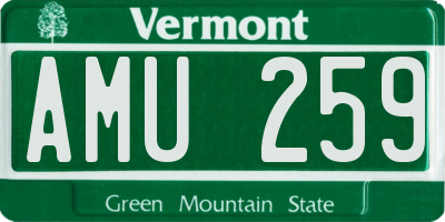 VT license plate AMU259