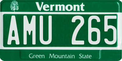 VT license plate AMU265