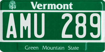 VT license plate AMU289