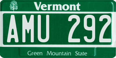 VT license plate AMU292
