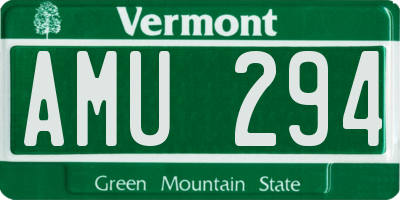 VT license plate AMU294