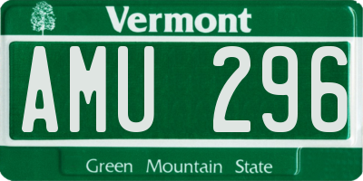 VT license plate AMU296