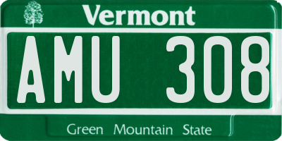 VT license plate AMU308