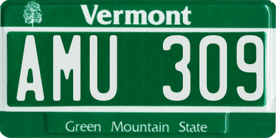 VT license plate AMU309