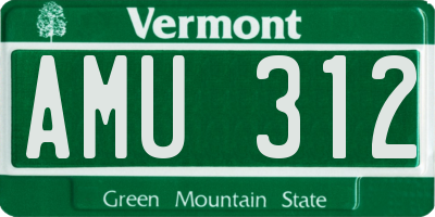 VT license plate AMU312
