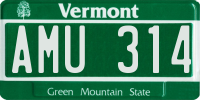 VT license plate AMU314