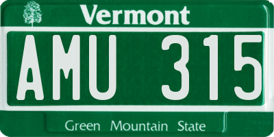 VT license plate AMU315