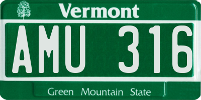 VT license plate AMU316