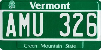 VT license plate AMU326