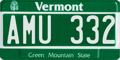 VT license plate AMU332
