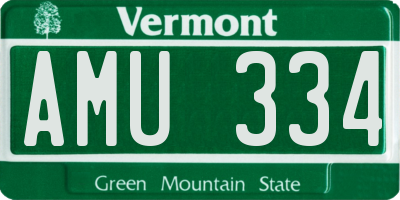 VT license plate AMU334