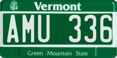 VT license plate AMU336