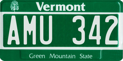 VT license plate AMU342