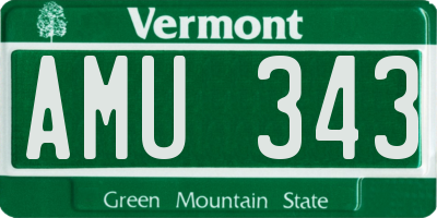 VT license plate AMU343