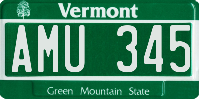VT license plate AMU345