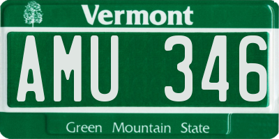 VT license plate AMU346