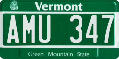 VT license plate AMU347