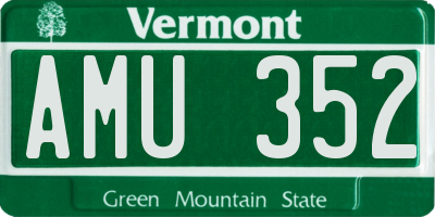 VT license plate AMU352