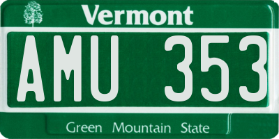 VT license plate AMU353