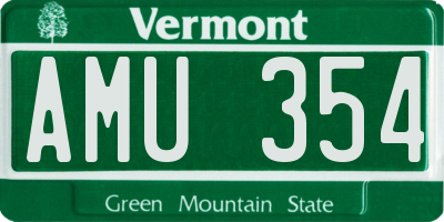 VT license plate AMU354