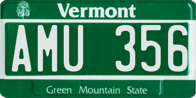 VT license plate AMU356