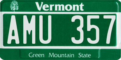 VT license plate AMU357