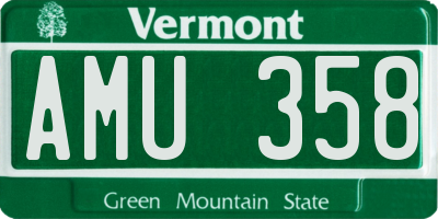 VT license plate AMU358