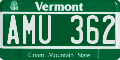 VT license plate AMU362