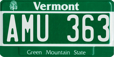 VT license plate AMU363