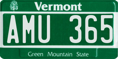 VT license plate AMU365