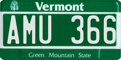 VT license plate AMU366