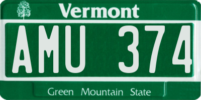 VT license plate AMU374