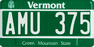 VT license plate AMU375