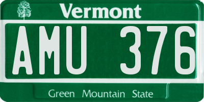 VT license plate AMU376