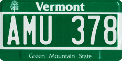 VT license plate AMU378
