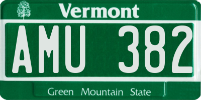 VT license plate AMU382