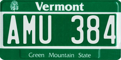 VT license plate AMU384