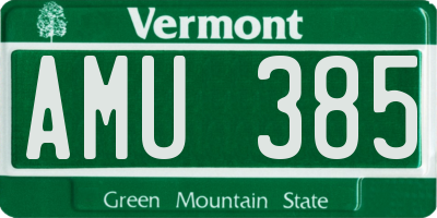 VT license plate AMU385